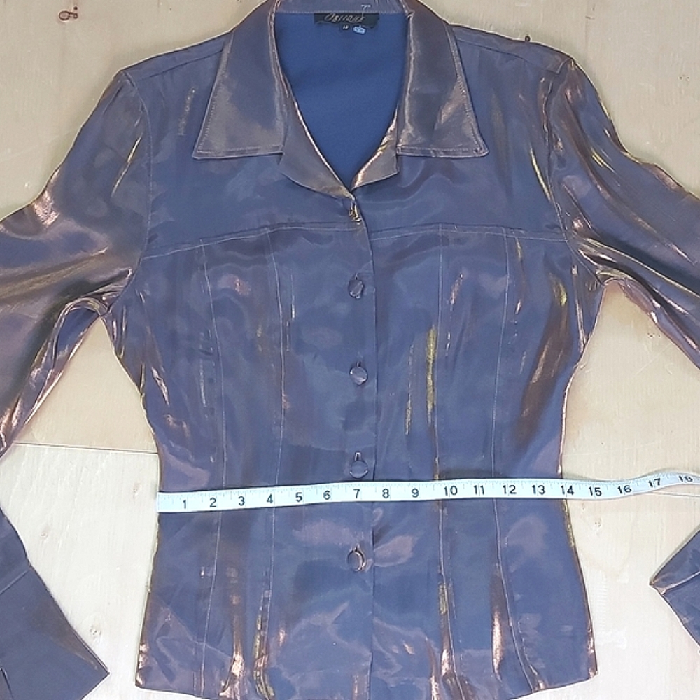 Oblique Brand Bronze Blouse with Laced Back, Size 12 - Picture 12 of 16